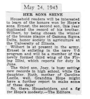 Clipping from 5/24/1943