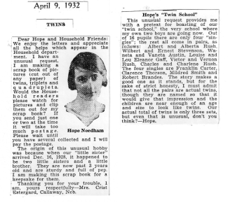 Clipping from 4/9/1932