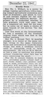 Clipping from 12/22/1941